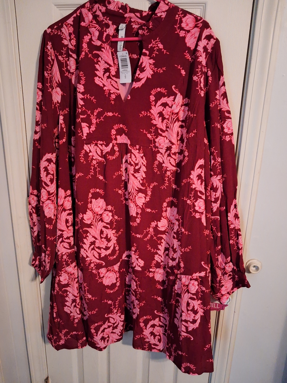 torrid Pink Floral Print on Burgundy Dress
